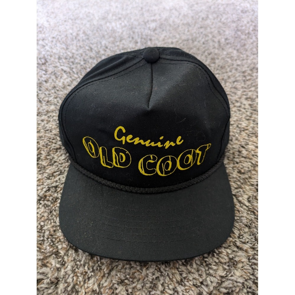 Vintage Genuine‎ Old Coot Snapback Trucker Rope Hat Black Yellow YoungAn OSFM